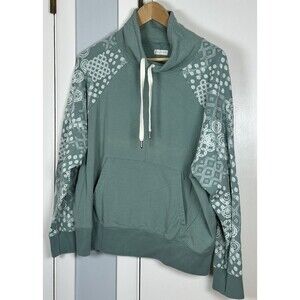 Garnet Hill Womens Size Medium Layer Up Cowl Neck Sweatshirt Pullover Green